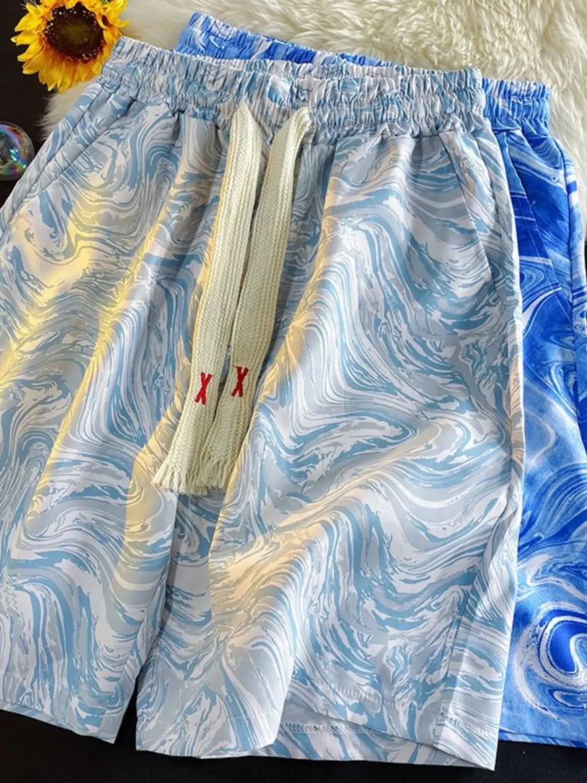 Extra Large 300 Pounds Hawaiian Print Men's Shorts Loose Fit Quick Dry Summer Basketball Pants Casual Youth Active Style