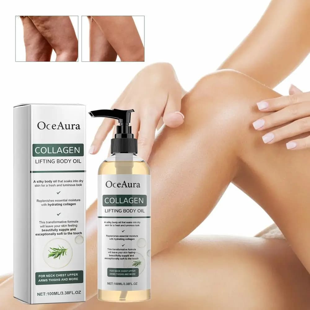 Olio Corpo al Collagene 100ml per Lifting Cutaneo, Idratante e Antirughe, per Tutti i Tipi di Pelle, Lisciante e Non Untuoso