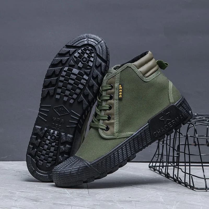 Breathable High-Top Canvas Work Shoes Men's Construction Agriculture Labor Wear-Resistant Non-Slip Rubber Ideal for Everyday Use