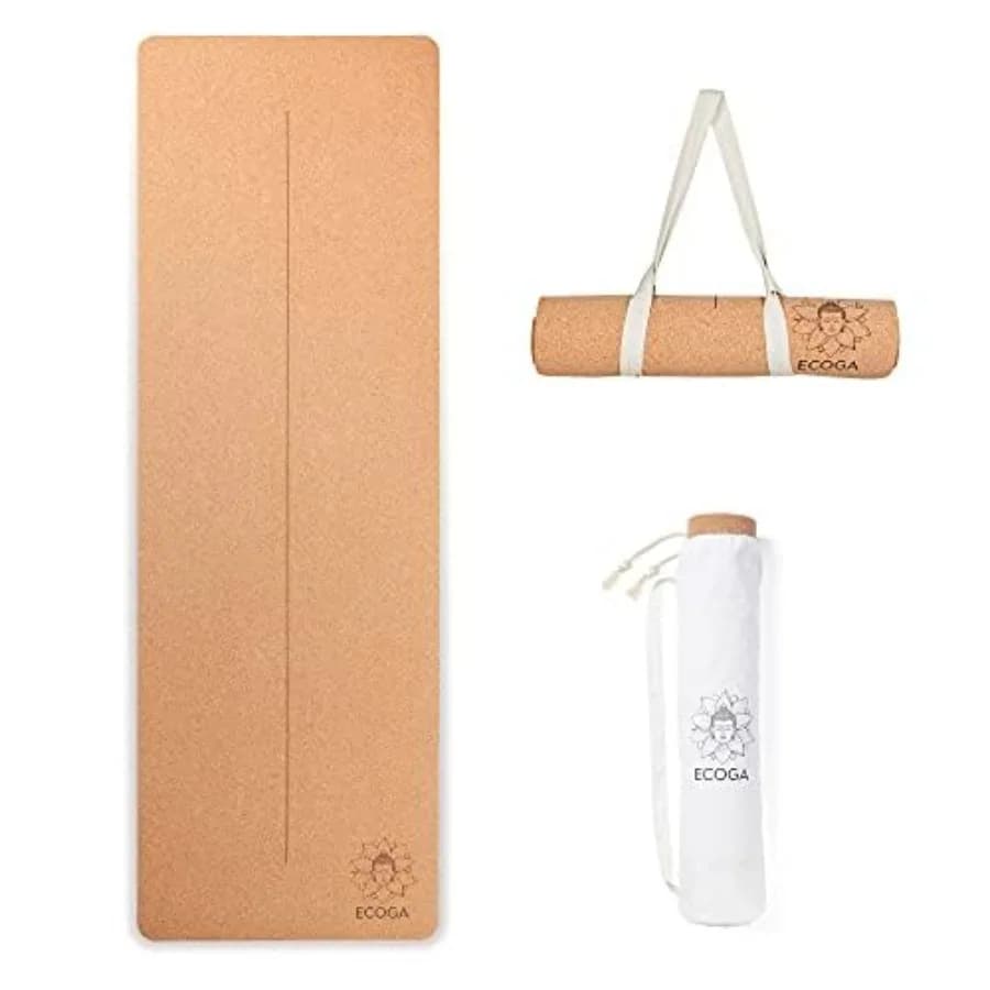 Tappetino Yoga Premium in Sughero con Indicatori di Allineamento - Spessore 5mm Antiscivolo per Hot Yoga - Ecologico e Non Tossico - Include Cinghia e Borsa