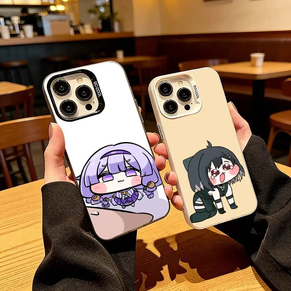 Cover per telefono T-Trickcal Chibi Go Game per iPhone 17, 16, 15, 14, 13, 12, 11 Plus, Pro Max, XS, colorata argento e nera