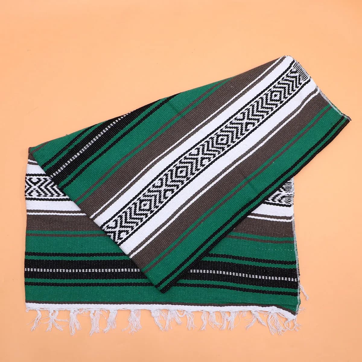 Cover Green Messicana 130x180cm, Braided Mat Serape Mixed, Cover for Car, Yoga Mat