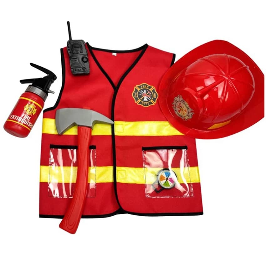 Sam il pompiere Gilet da pompiere Abiti Ascia da fuoco Cosplay Costume di Halloween 3-10 anni Bambini Fancy Party Dress Cap Giocattolo antincendio