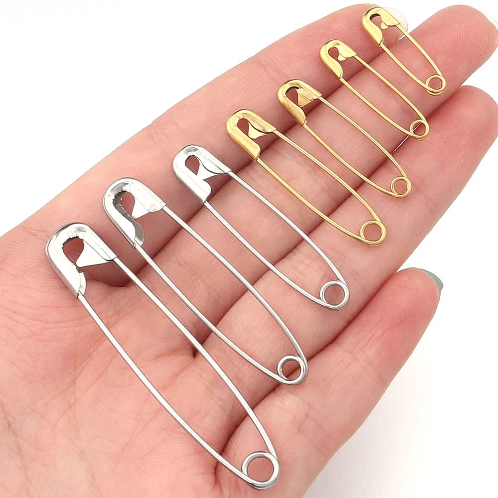 10Pcs/pack Stainless Steel Safety Pins 20-56mm Gold Color Brooches for DIY Home Crafts Garment Sewing Assistive Tool Accessories