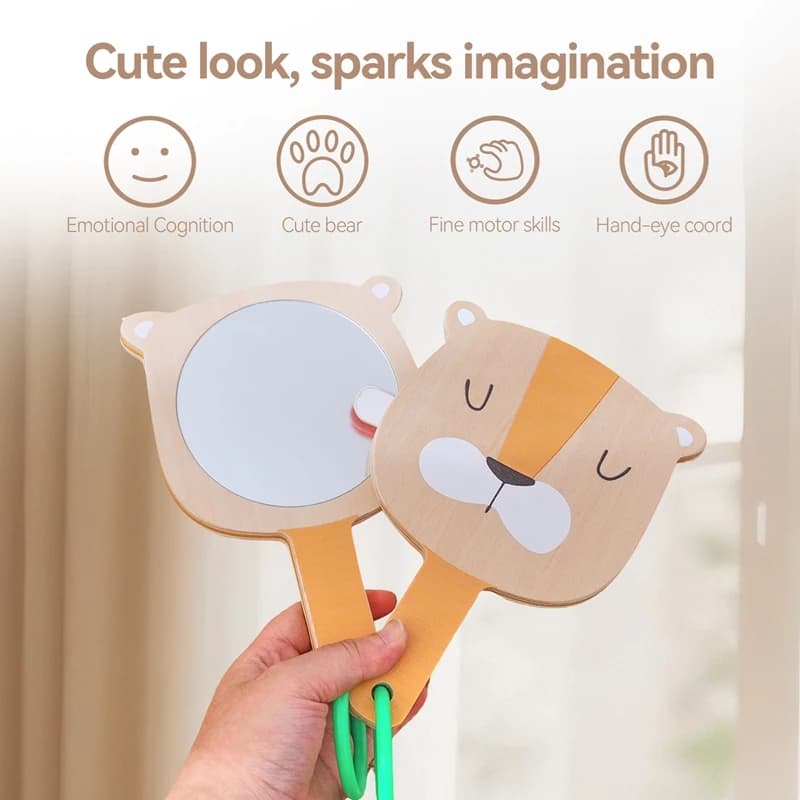 Baby Montessori Emotional Awareness Mirror Wooden Toys Early Kids Education Sensory Toys Toddler Preschool Teaching Aids Gifts
