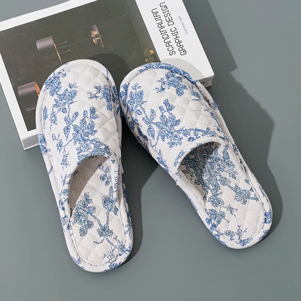 Indoor Slippers for Home Women's Slippers With Soft Bottom Cotton Floral Floor Shoes Fashion Light and Hot Room Slippers