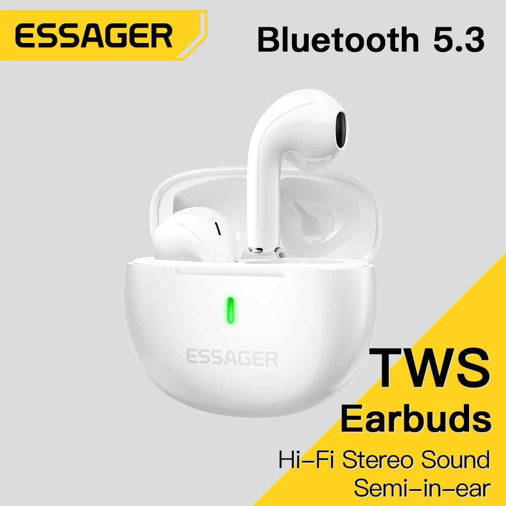 Essager TWS cuffie Wireless 5.3 auricolari Bluetooth BT Stereo Semi-in-ear con scatola di ricarica Mini Heaset con microfono per telefoni