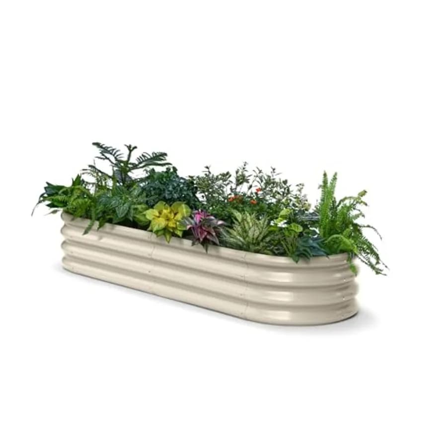 Galvanized Raised Garden Bed 6x2x1ft - 12 Tall Metal Planter Box for Outdoor Vegetables Herbs Flowers - Sand Beige Durable Stee
