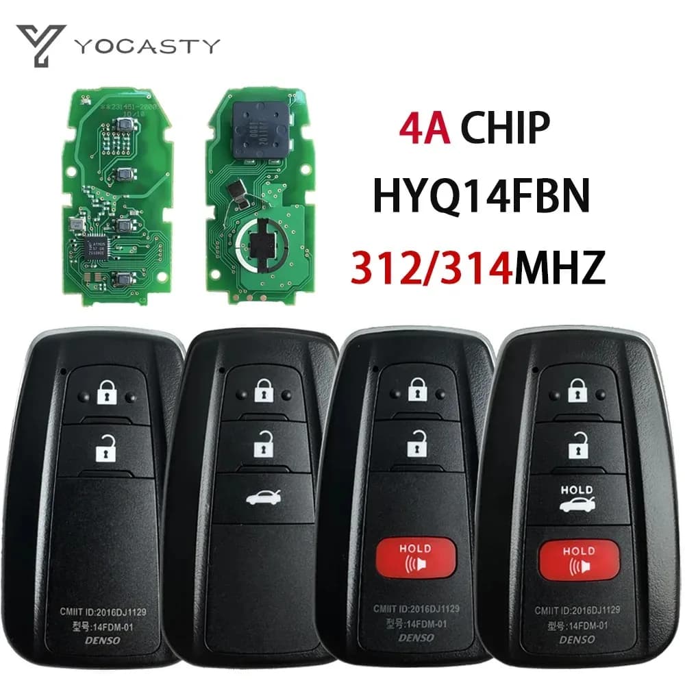 YOCASTY HYQ14FBN per il mercato USA e Brasile, 312/314 MHZ, PCB OEM per Toyota Corolla Cross 2018-2021, chiave remota intelligente con chip 4A.