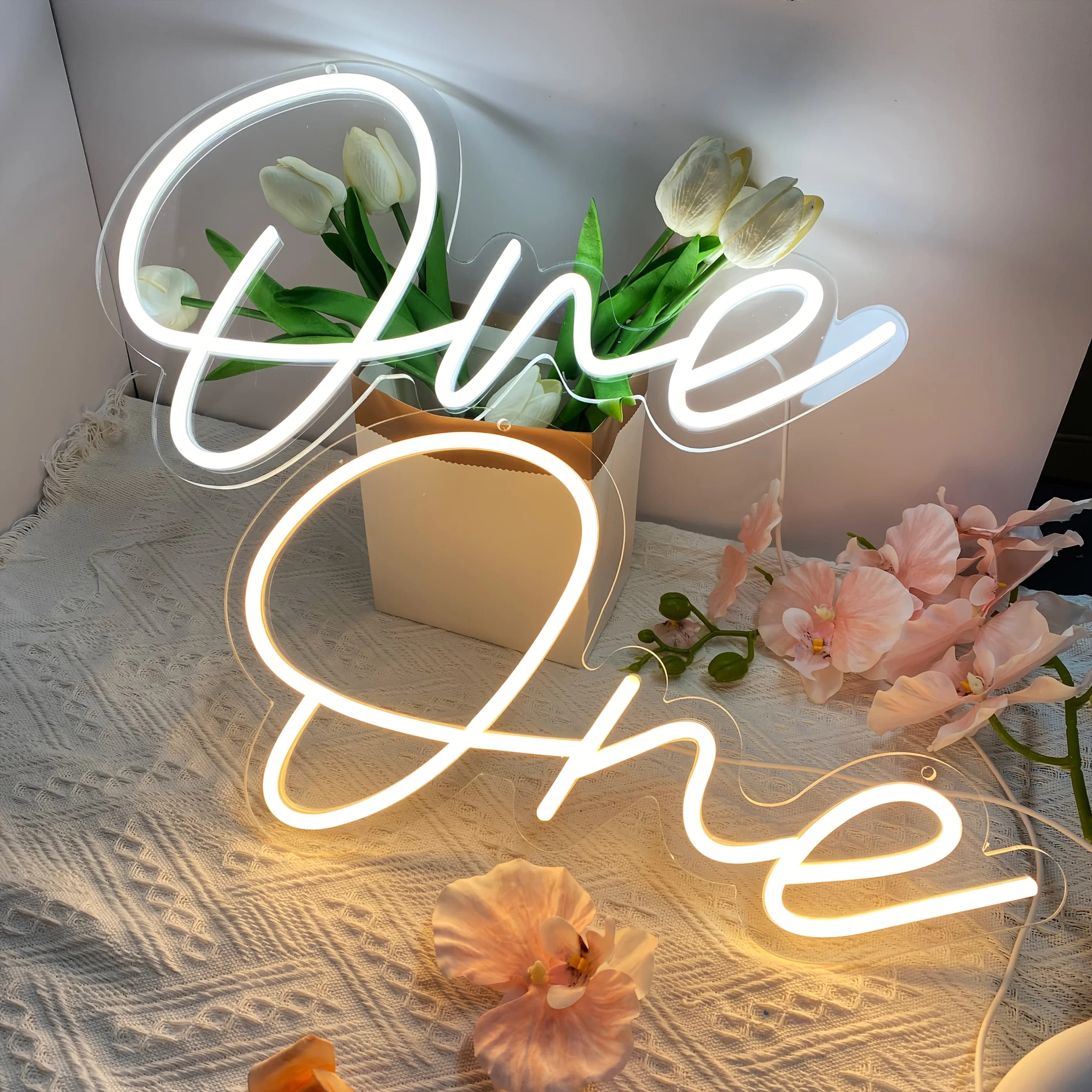 Insegna al neon per il primo compleanno Luce al neon a LED dimmerabile alimentata tramite USB "Un anno" per anniversari, matrimoni, decorazioni per feste