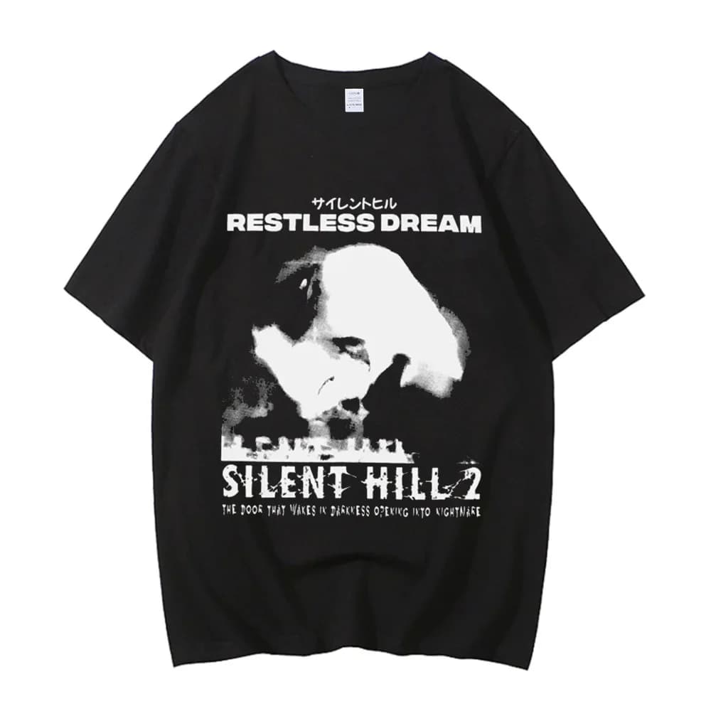 Silent Hill cotton top tees men kawaii graphic Psychedelic tshirt Gothic Psychedelic Pop Culture Pastel Graphic harajuku