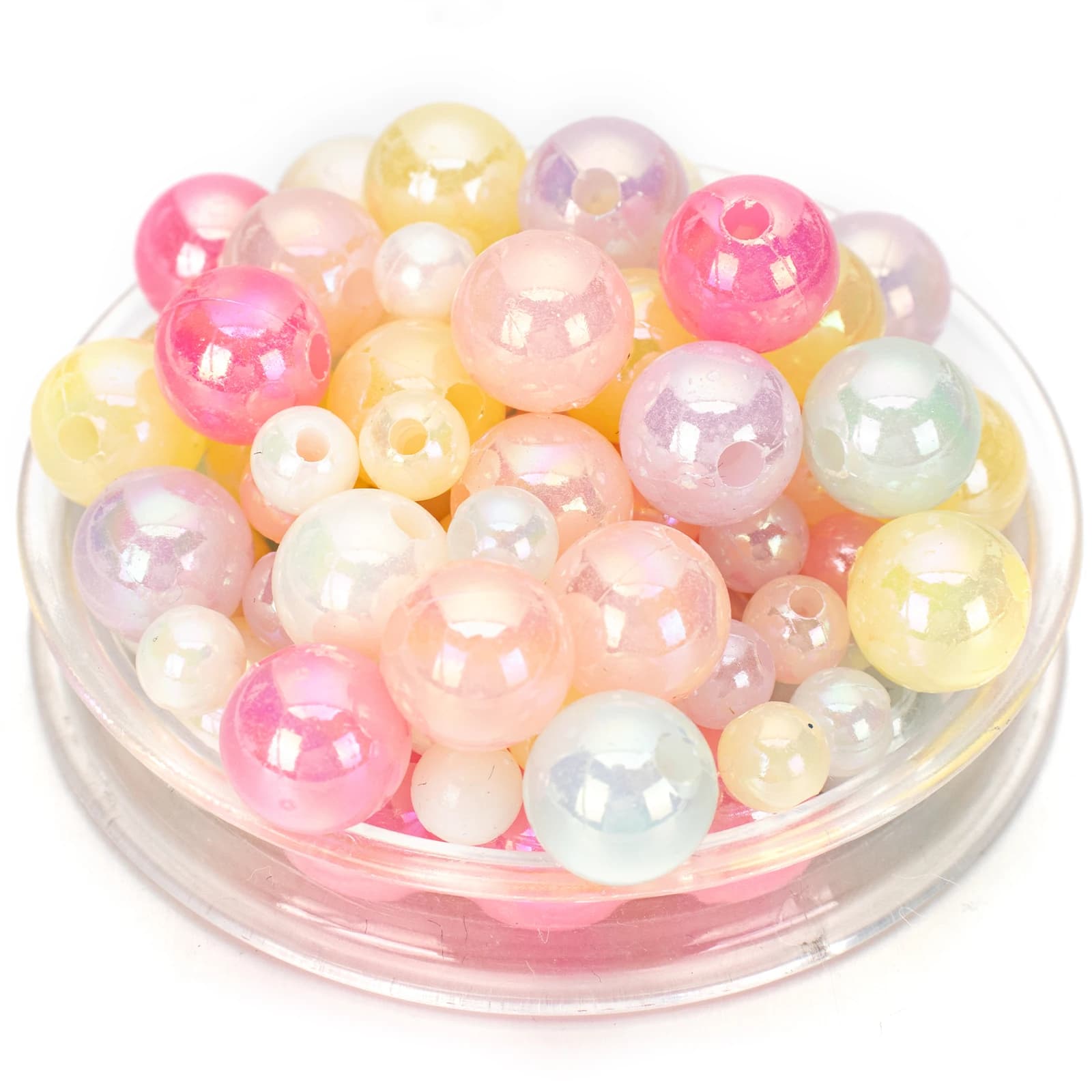 50 pezzi di perle acriliche trasparenti da 6/10 mm, perline effetto gelatina, fai da te, per catenine per cellulari, collane, accessori per gioielli