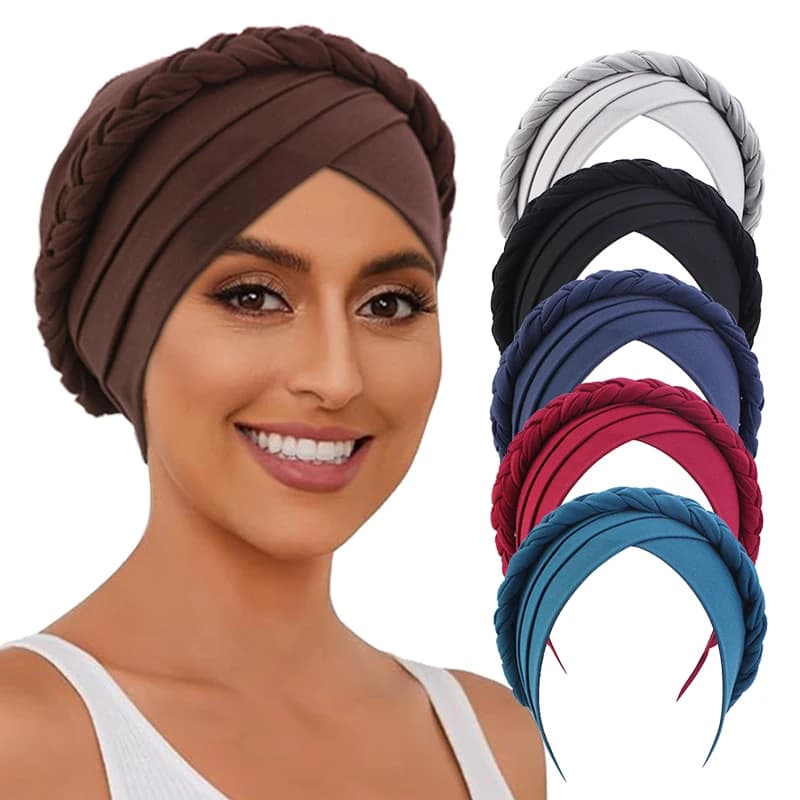 Copricapo islamico da donna con treccia musulmana, turbante elastico, hijab, foulard chemio, copricapo islamico