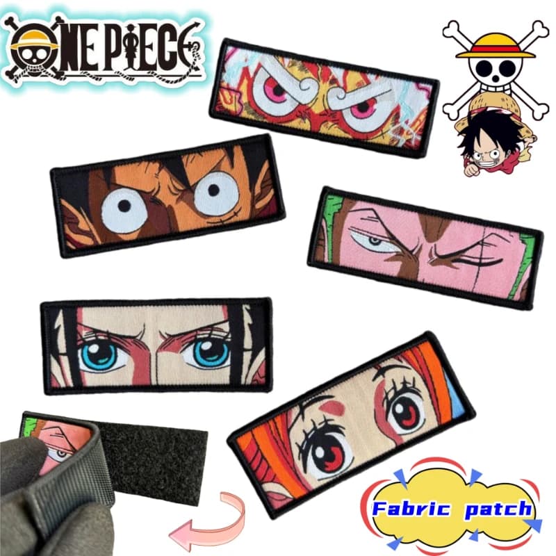 Patch in Velcro Bidimensionale One Piece con Monkey D. Luffy, Roronoa Zoro, Nami, Decorazione Personalizzata per Zaini, Scarpe, Cappelli