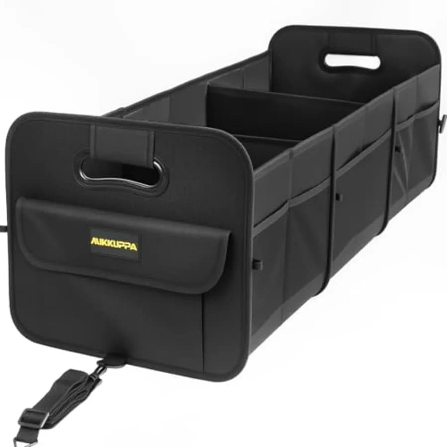 Organizer per Bagagliaio Auto 105L Pieghevole, Ampio Contenitore per SUV, Camion e Furgoni con Fondo Antiscivolo, Nero