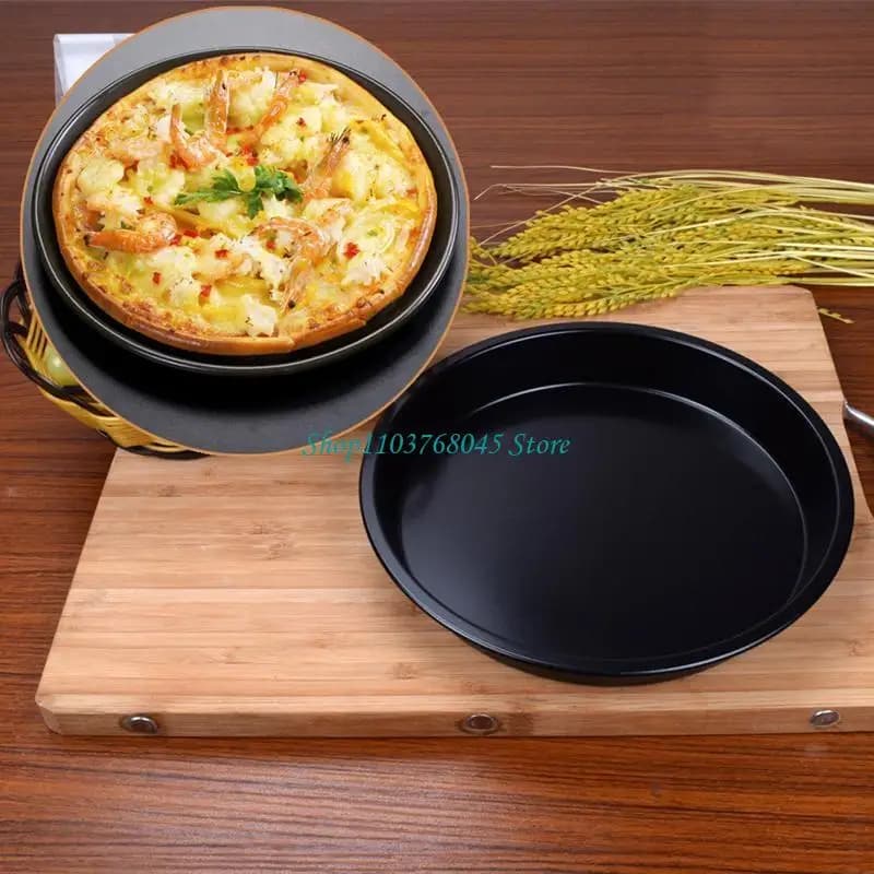 R53F New Round Deep Dish Pizza Pan Non-stick Pie Tray Baking Kitchen Tool Steel