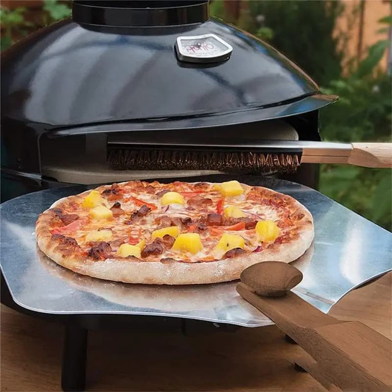 (ABKM) Spazzola per Forno Pizza, Spazzole per Barbecue con Manico in Legno, Raschietto per Griglia, Spazzola per Pulizia Pietra Pizza, Spazzola per Pulizia Domestica