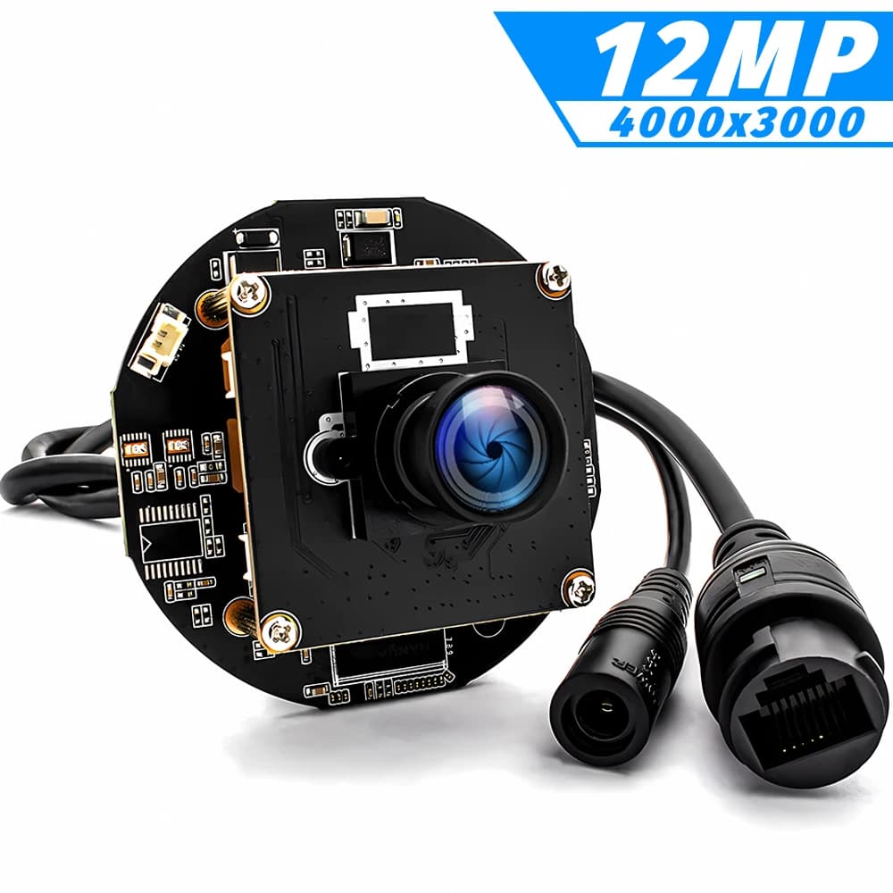12MP IMX577 IP camera module 1/2.3 inch low illumination with M12 lens without distortions Onvif RTSP H.265 for artificial vision