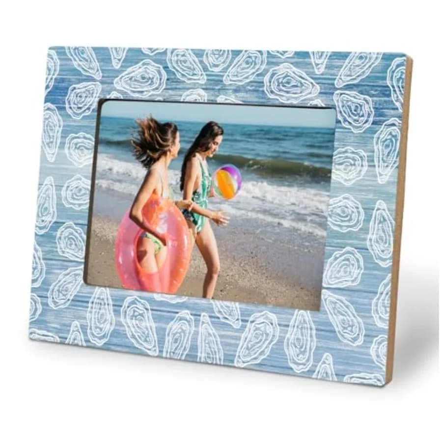 Cornice per Foto Blu Oyster Coastal Beach 5x7, Regali per Amanti dell'Oceano, Cornici Blu e Oyster per Scrivania e Parete