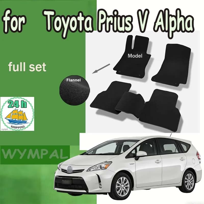 Tappetini per auto in flanella per Toyota Prius V Alpha Prius+ 2012~2017 7 posti Tappeti antiscivolo