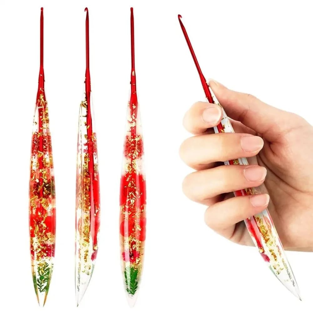 Floral Resin Grips Crochet Hook 2.0-6.0mm Non-Slip Weave Needle Yarn Knitting Knitting Tools Knitting Needle Sweater Making