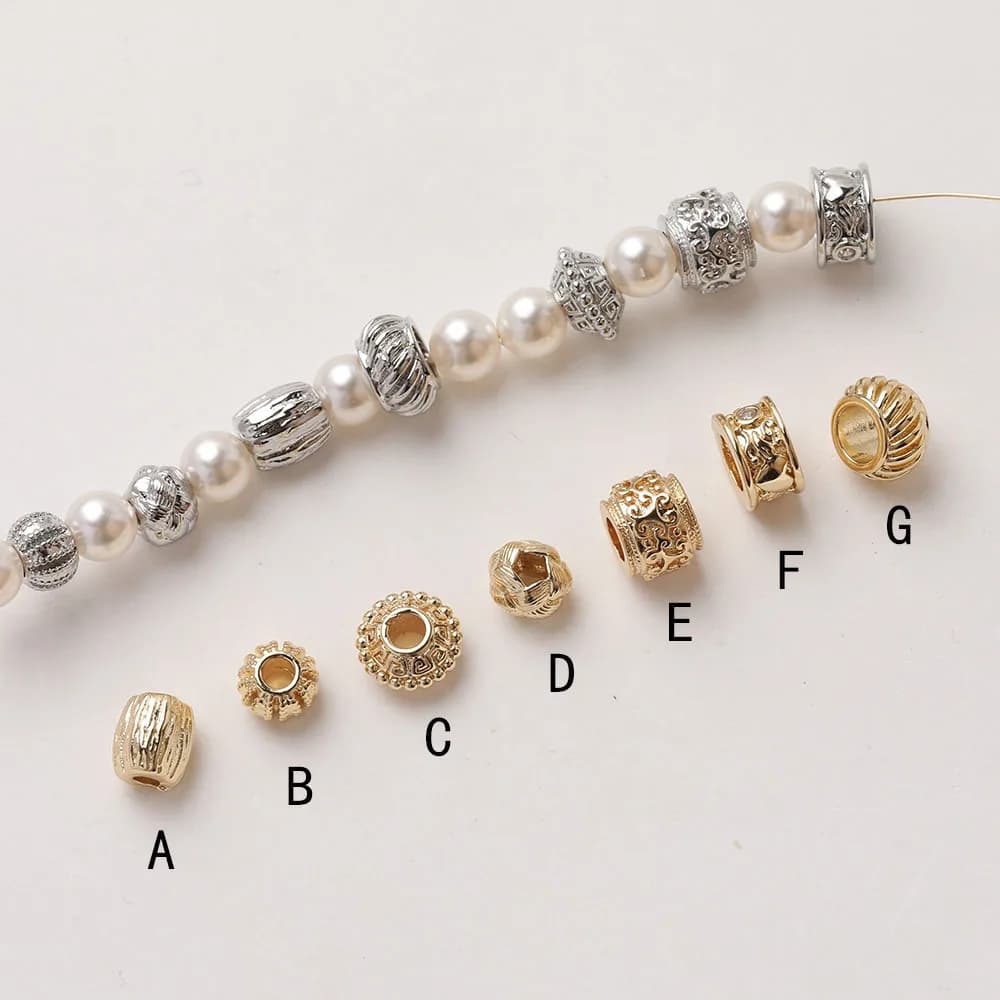 10 pezzi perline ellittiche delicate perline a intervalli in ottone per gioielli che fanno collana di bracciali forniture accessori placcati oro 14k fai da te