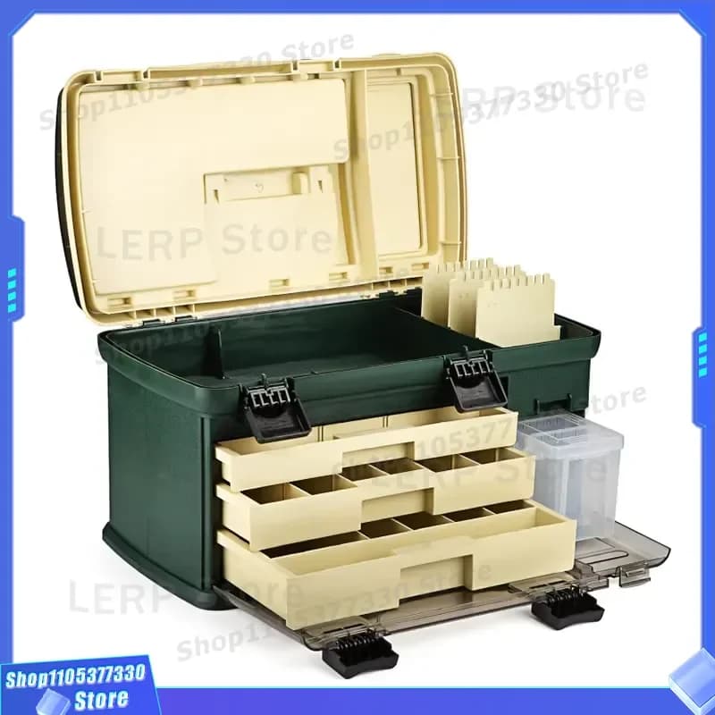 Large Multifunctional Fishing Tackle Box Storage Case for Sea Lake River Angling with Artificial Bait Accessories Organizer