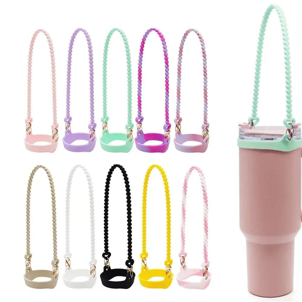 Maniglia per bottiglia d'acqua in silicone morbido Supporto per portabottiglie portatile antiscivolo con cinturino adatto per accessori per tazze