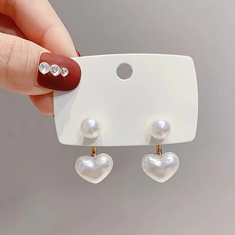 1pair Classic Heart-shaped Stud Earrings, Retro Hypoallergenic Earrings