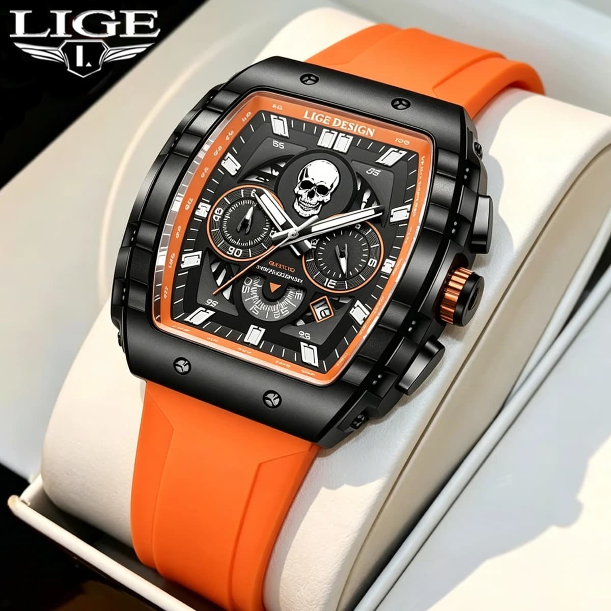 Orologi al Quarzo LIGE alla Moda per Uomo, Luminosi, Impermeabili, con Cronografo e Calendario, Cinturino in Silicone, Orologio Sportivo di Lusso da Esterno