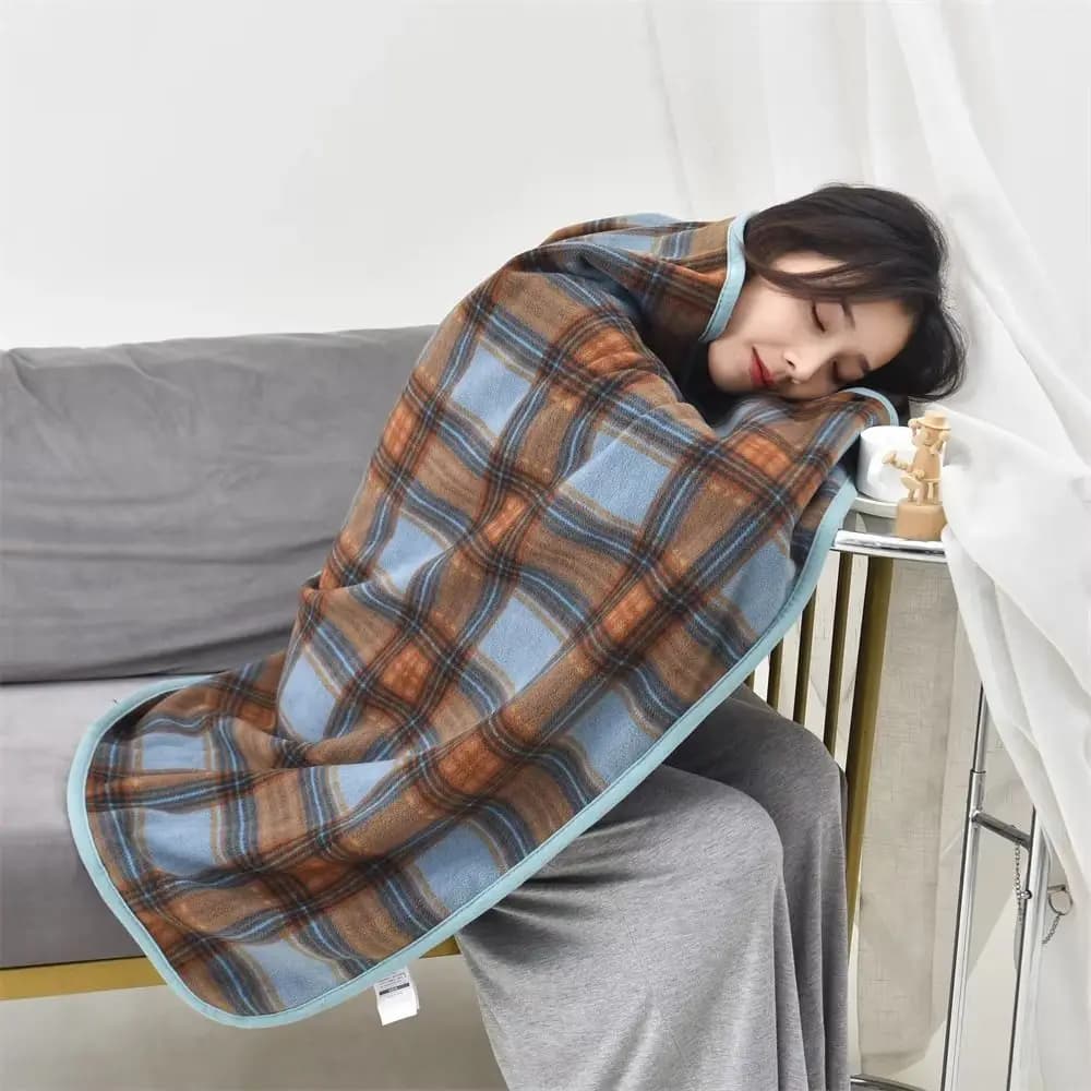 Coperta Multifunzione a Quadri Indossabile, Foderata in Pile, Spessa, Casual, da Ufficio, con Bottoni, Calda, per Casa e Camera da Letto