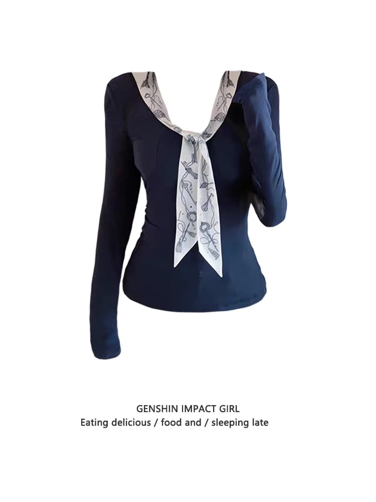 Fashionable V-Neck Long Sleeve T-Shirt Women's Slim Fit Modal Inner Wear Trendy Belted Pocket Top Autumn New Style Casual Wear