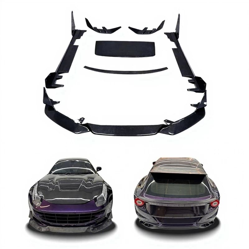 High Quality Dry Carbon Fiber Modification Kit Including Front Bumper Lip Side Skirts Rear Diffuser Spoiler Roof Wing Upgrade Pa