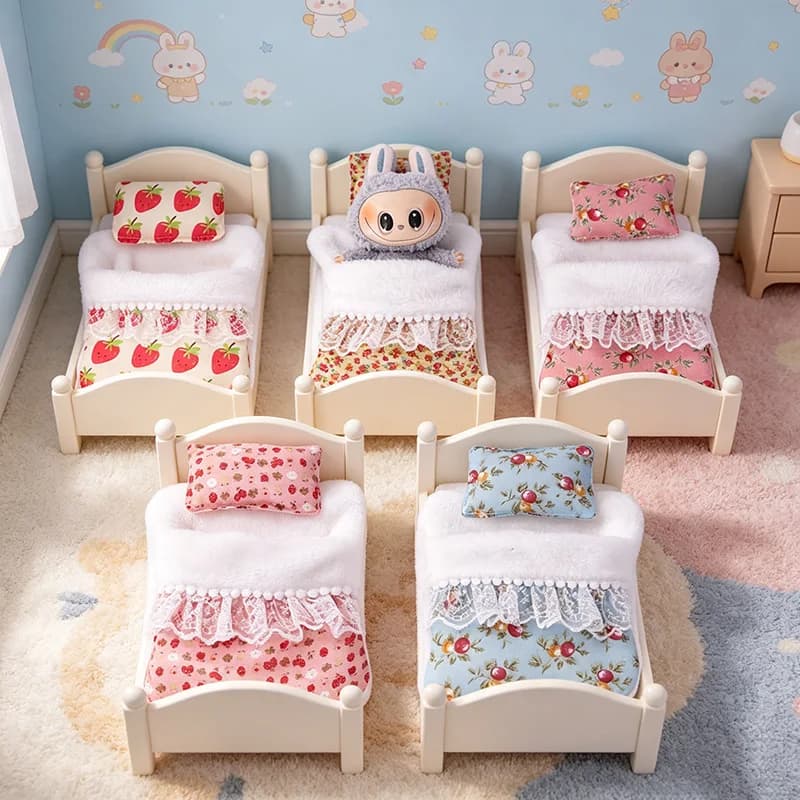 For 17cm Labubu Doll Sleeping Bag 15cm Cotton Doll Toy Storage Accessory Dress Up Gift Set