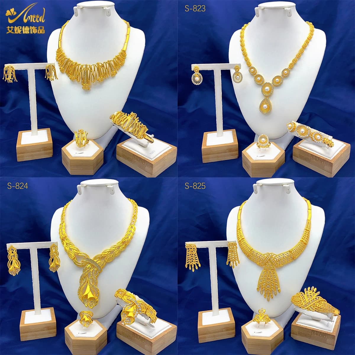 ANIID Indian Dubai Luxury Pearl collana e orecchini Set per le donne etiope Bridal 24k Gold Color Jewelry Set Wedding