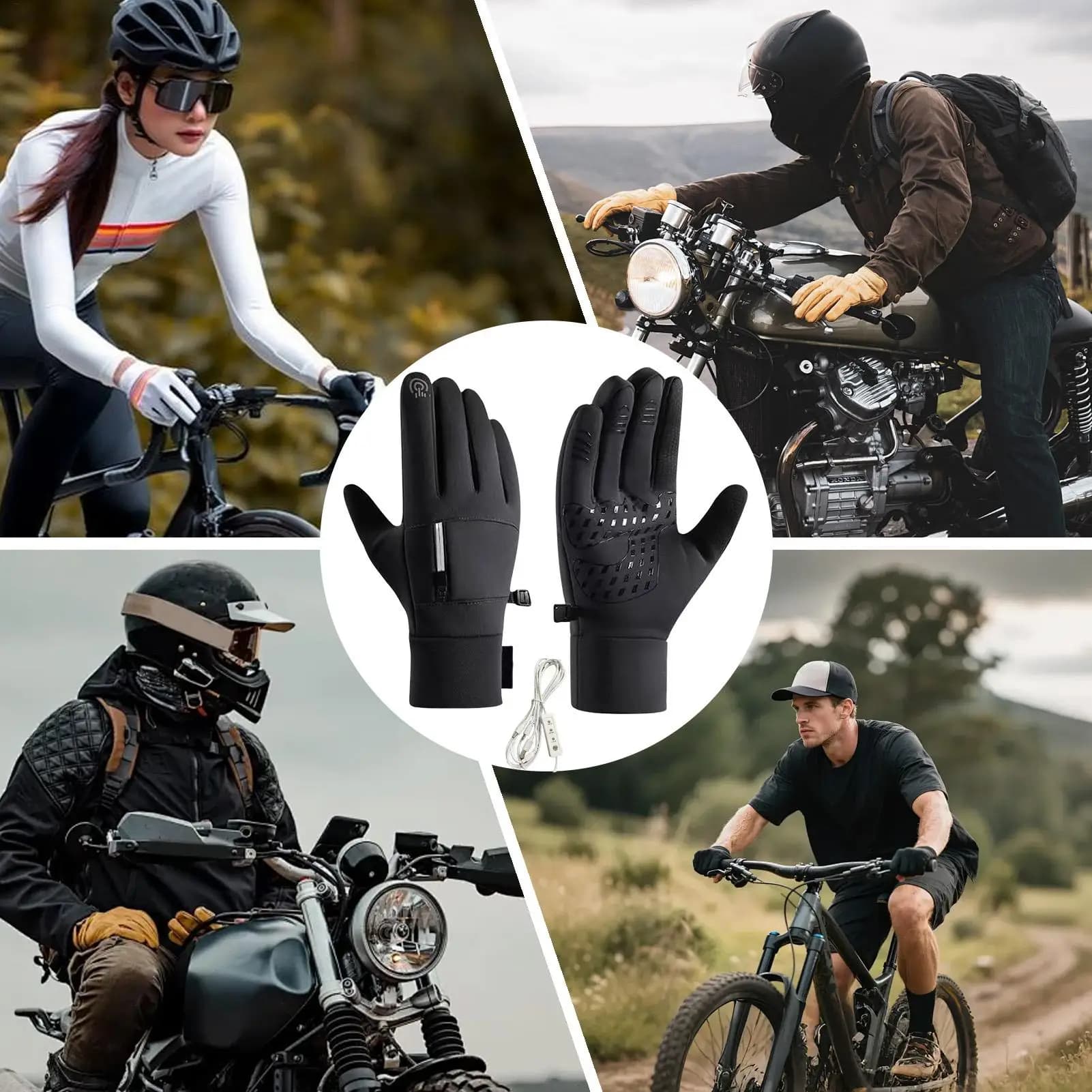 Guanti riscaldati Scaldamani ricaricabili tramite USB a 3 tempi Guanti termici elettrici invernali impermeabili per arrampicata, escursionismo, lavoro in bicicletta