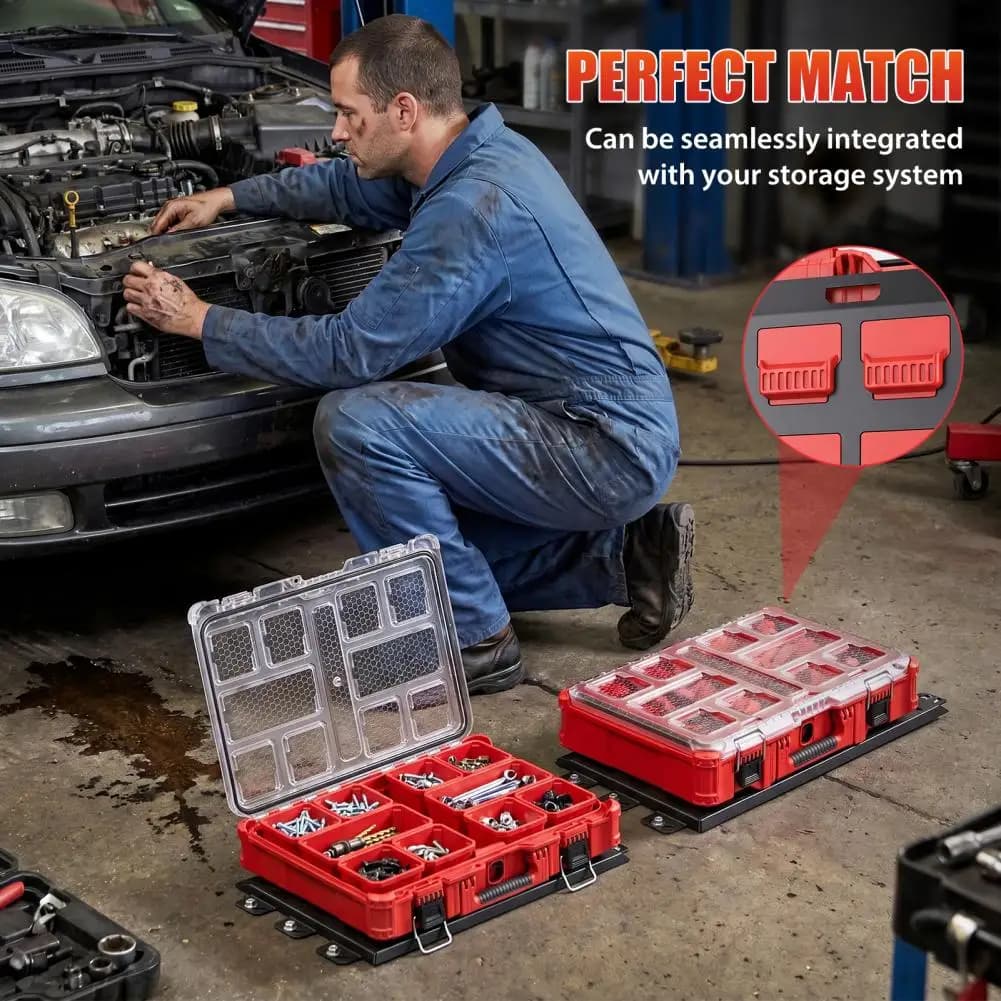 2Pcs Mounting Plates for Milwaukee Packout 48-22-8486 Metal Base Tool Box Holder 100lbs Capacity Tool Storage System