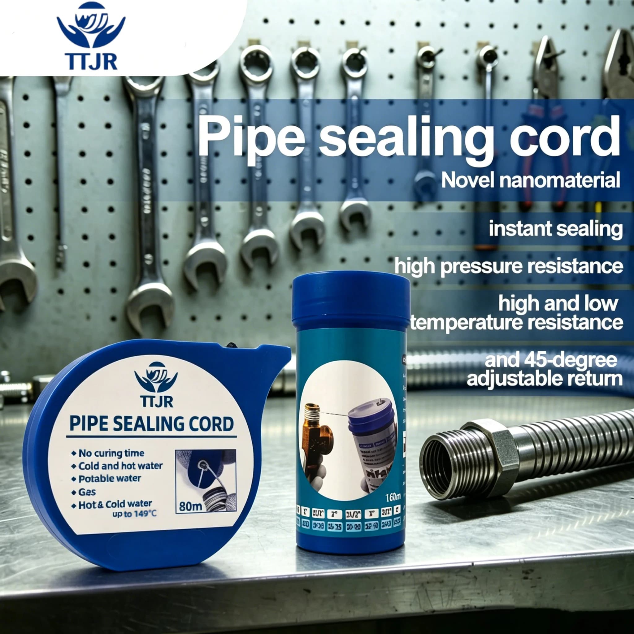 Nastro Sigillante per Filetti Magic Rope 80M-160MI-55 - Sigillatura Istantanea, Sostituzione di Tubi dell'Acqua e del Gas, Nastro per Filetti per Scaldabagni