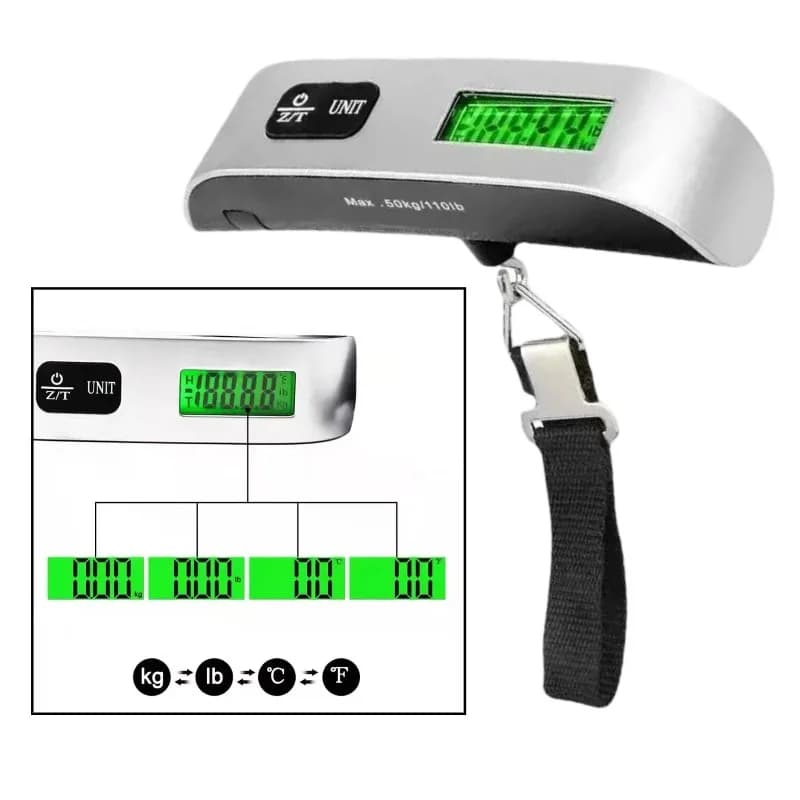 Bilancia sospesa portatile Bilancia elettronica per bagagli a mano Display digitale Valigia Borsa da viaggio da 110 libbre Strumenti di pesatura
