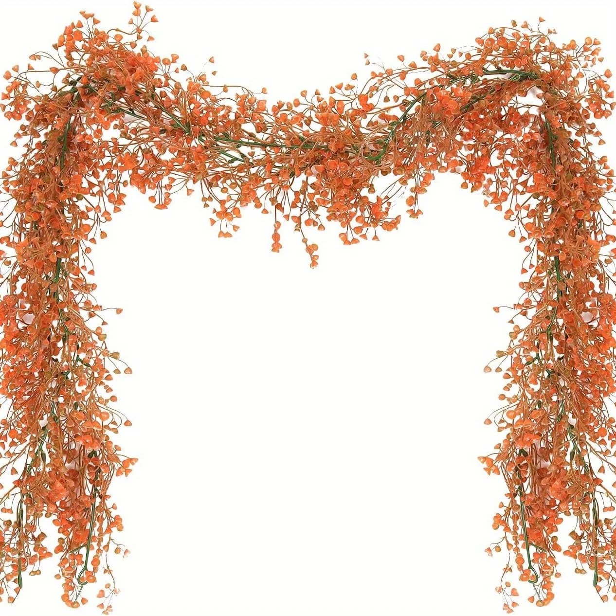 2 Pezzi Ghirlanda Artificiale di Glicine Arancione, Finte Piante Rampicanti, Decorazioni per Casa, Giardino, Matrimoni, Archi e Caminetti