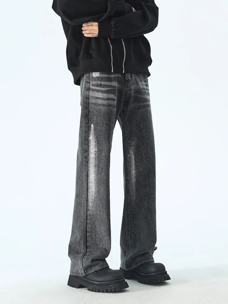 American High Street Men's Jeans 2024 New Autumn Trend Straight Leg Drapey Wide Leg Hiphop Pants Youthful Wear Resistant