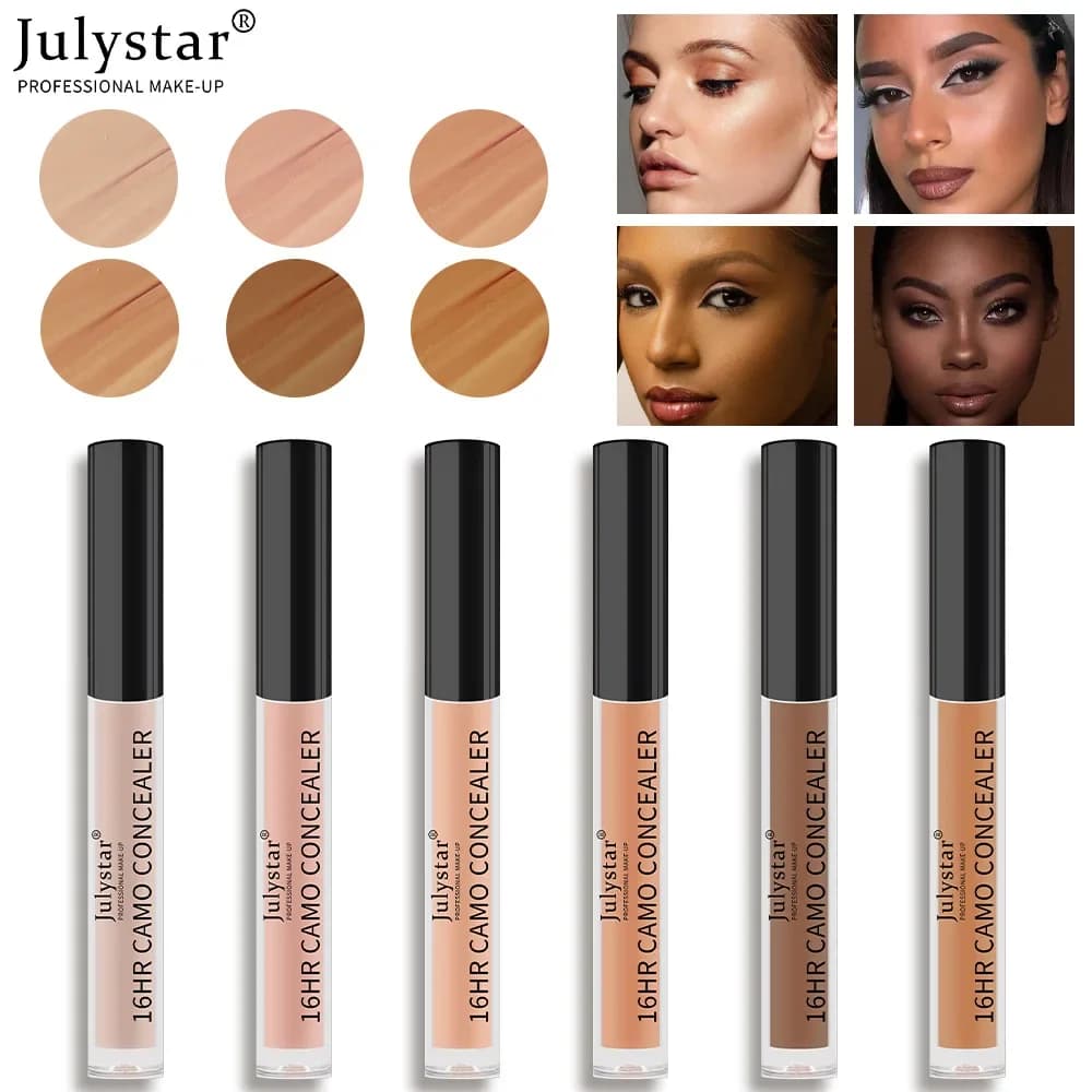 Julystar Correttore a 6 colori Correttore portatile impermeabile Macchiolina Tattoo Cover Up Fondotinta liquido per la pelle Cosmetici duraturi da 16 ore