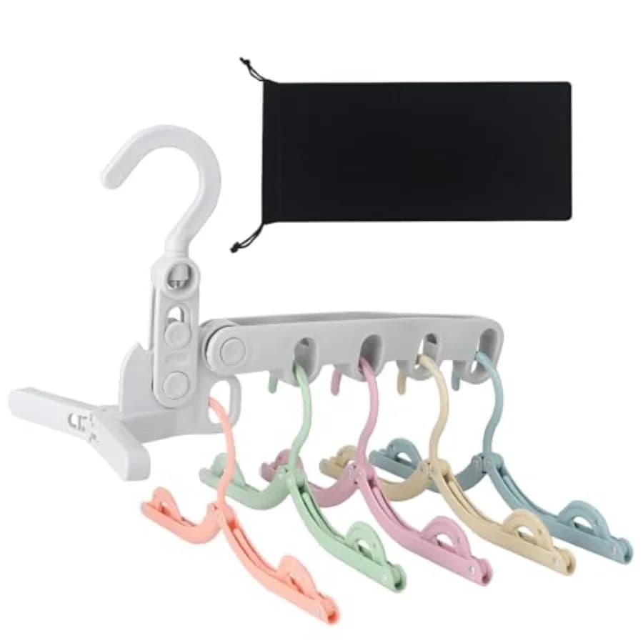 WaWacomp1PC Portable Folding Clothes Drying Rack and 5 Pcs Foldable Hangers which is a Great Combo for Travel, Hotels, Camping,