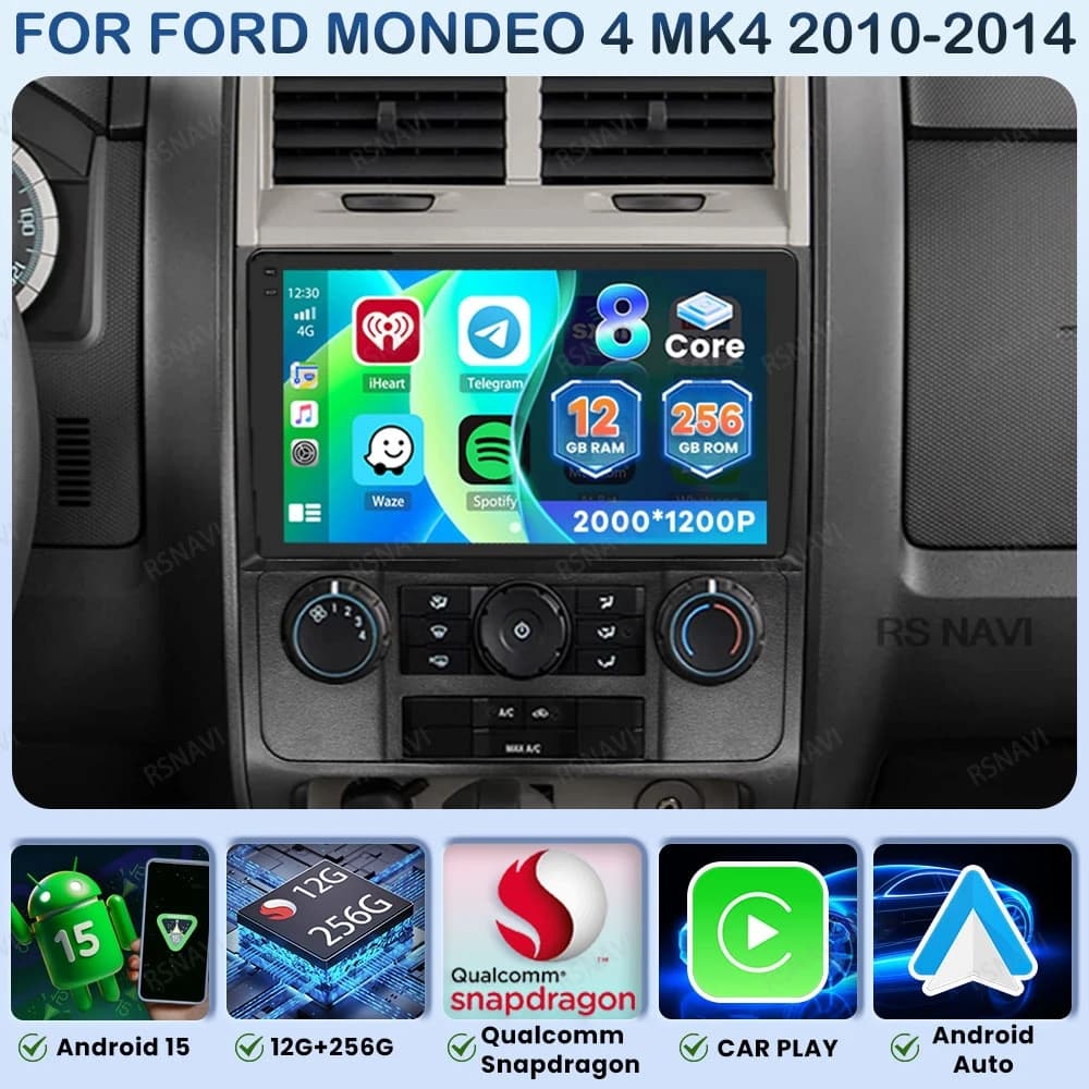 Android 15 Car Radio For Ford Mondeo MK4 2007-2014 WIFI+4G NO 2DIN Viedo Player BT Stereo IPS AUTO Multimedia Carplay RDS DSP