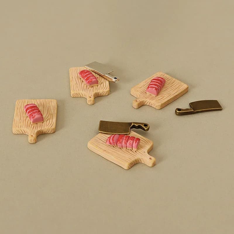 1/12 Set of kitchen knives for cutting meat for doll house Set of kitchen knives for home miniature dolls Decoration for doll house Accessories for home