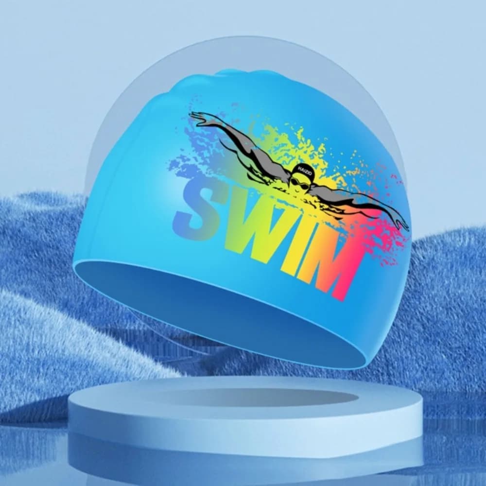 Lightweight Bathing Caps Elastic Long Hair Letter Swimming Caps Silicone Swimming Hat Letter Swim Cap Elastic Diving Hat