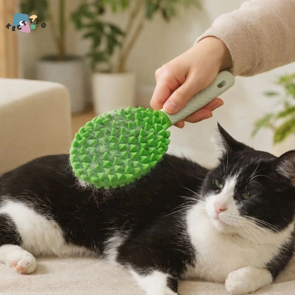 Spazzola per toelettatura a forma di durian, morbida, da appendere, per massaggio cani, pettine in silicone anti-groviglio, spazzola per la pulizia del pelo di cani e gatti