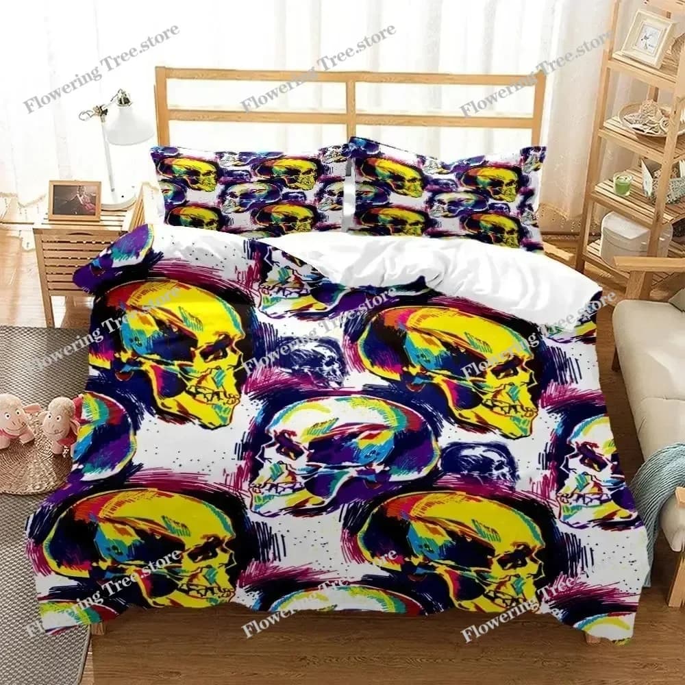 3D Print Mysterious Colored Skeleton Digital Print Polyester Bedding Sets Child Kids Covers Boys Bed Linen Set Teens Quilt cover