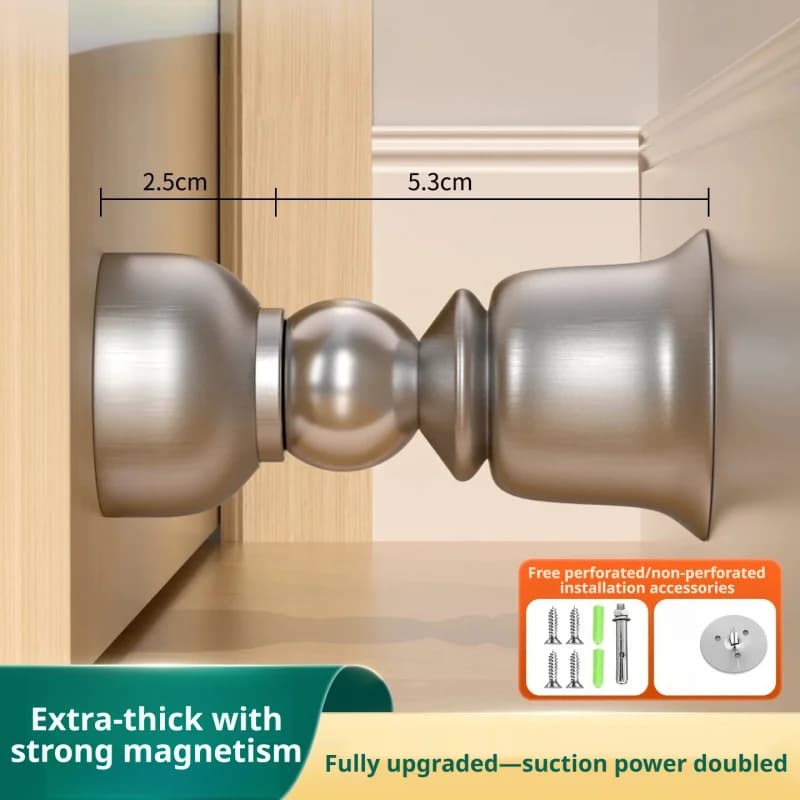 Non-Punch Hidden Floor Mount Magnetic Door Stopper - Stainless Steel Hardware for Glass Toilets