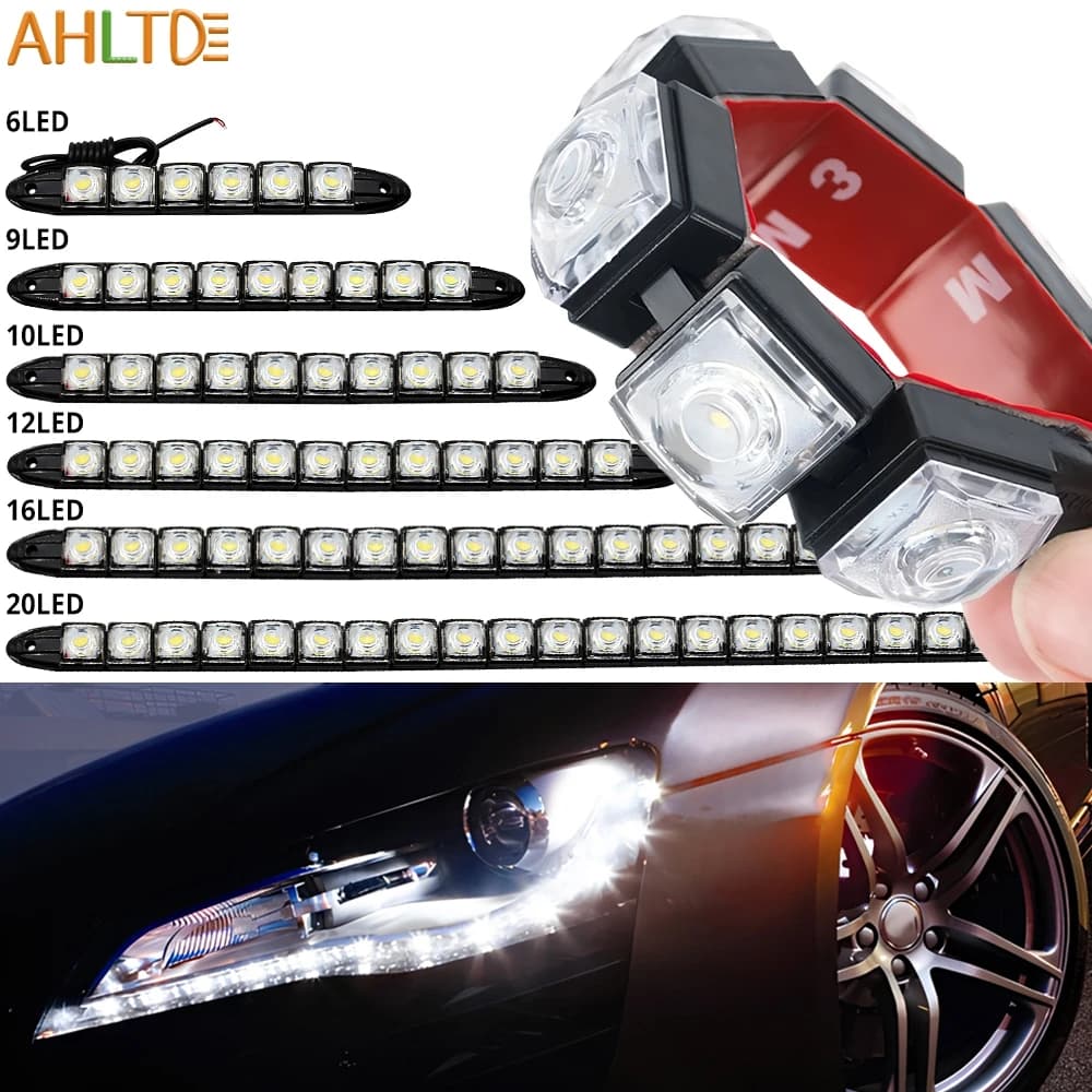 1 pz 6 9 10 12 16 20 LED Auto Flessibile Luce Diurna COB Guida Diurna Auto Fendinebbia Lampadina Impermeabile Automobile Styling 12 V